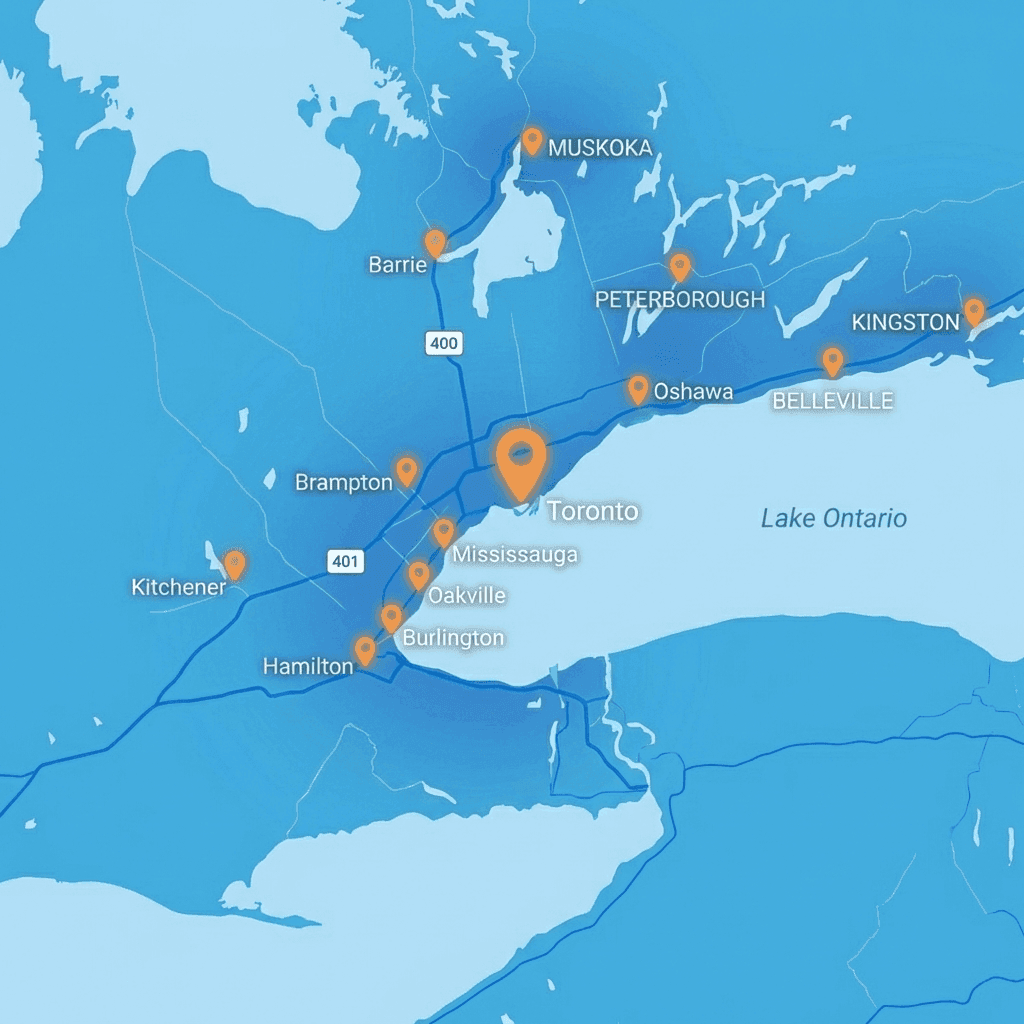 Service area map - Toronto and GTA