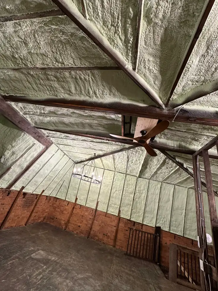 5" (R31) of 2lb closed-cell spray foam on a sloped cathedral ceiling roof deck in Milton & Halton Hills (Georgetown) [JOB-2026-03-10-01]