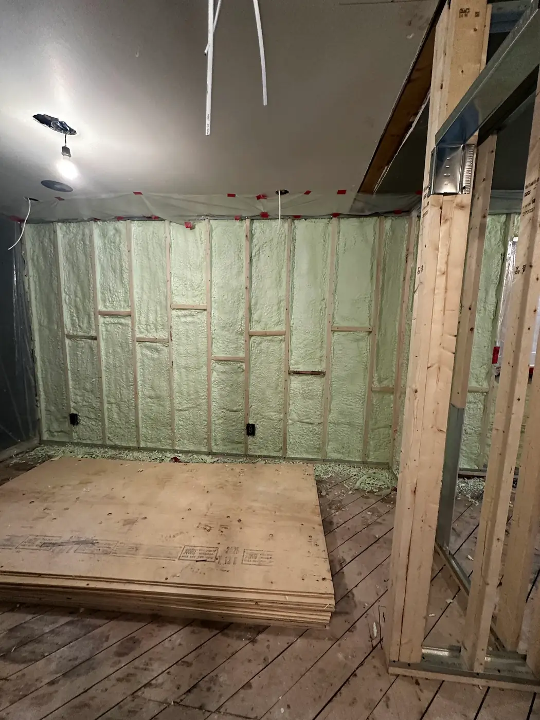3.5" (R22) of 2lb closed-cell spray foam across exterior 2x6 wood stud cavities in Mississauga (Lorne Park & Port Credit) [JOB-2025-05-29-01]