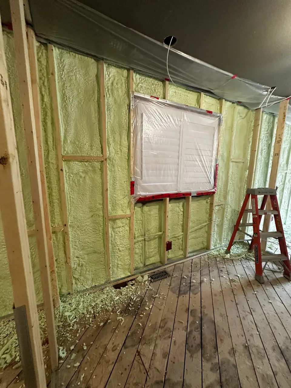 3.5" (R22) of 2lb closed-cell spray foam across exterior 2x6 wood stud cavities in Richmond Hill (Oak Ridges & Bayview Hill) [JOB-2025-05-29-01]